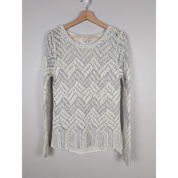 Lucky Brand Oatmeal Chevron Sweater Women's Large - Picture 2 of 9